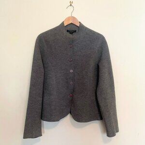August Silk Charcoal Wool Button Jacket, Size: L